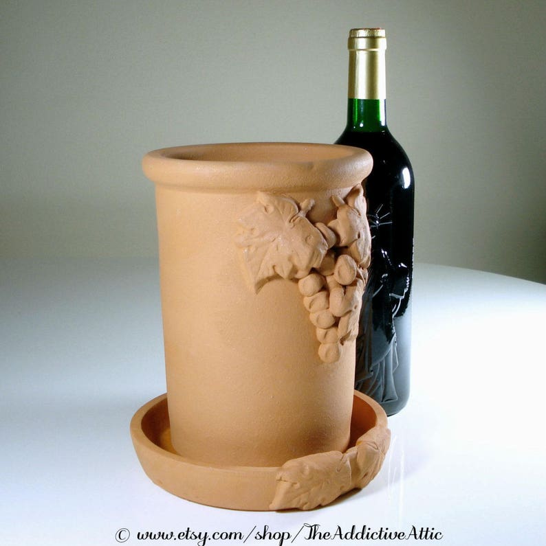 Terracotta Wine Cooler or Chiller with Coaster from Pottery Etsy