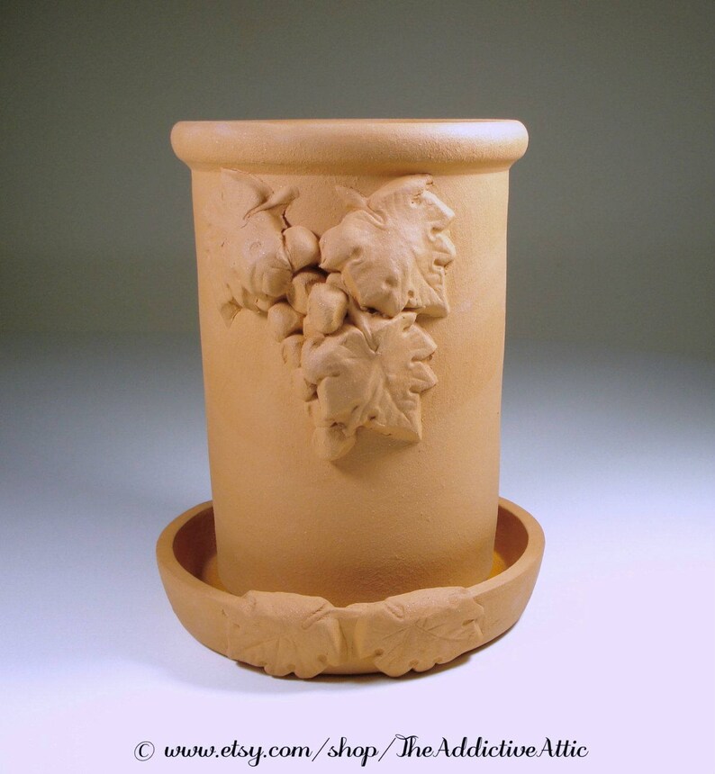 Terracotta Wine Cooler or Chiller with Coaster from Pottery Etsy