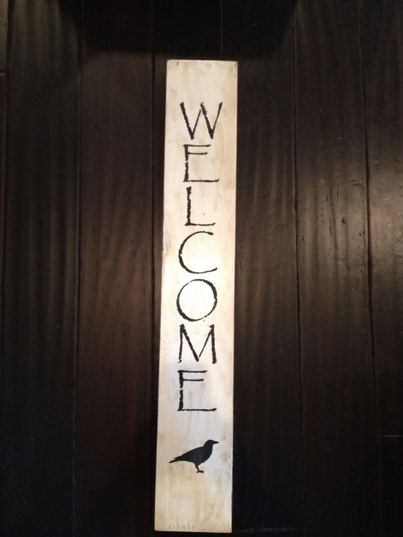 Items similar to Primitive Welcome Sign on Etsy