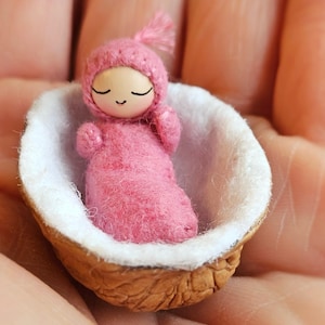 Tiny Baby in a Walnut Shell - Made to Order in Custom Colors image 2