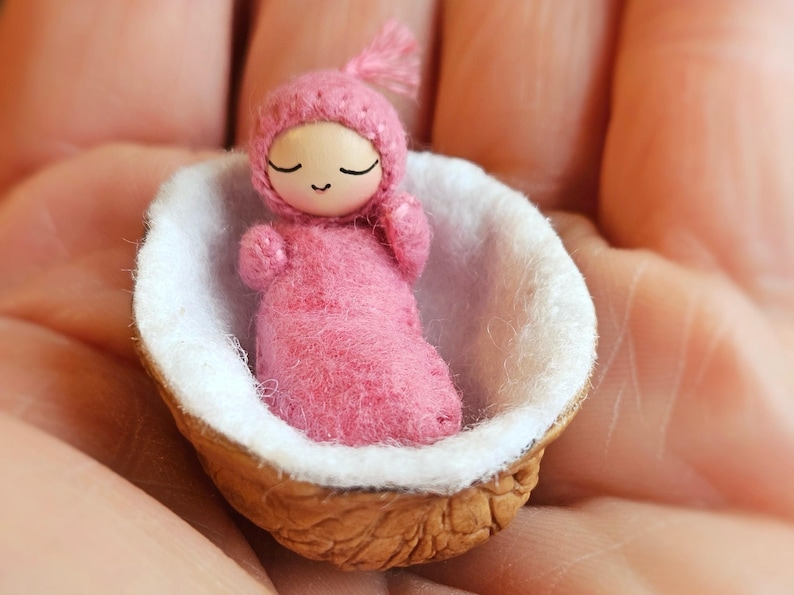 Tiny Baby in a Walnut Shell - Made to Order in Custom Colors image 2