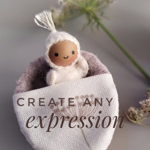 Tiny Baby Pattern for Digital Download Pattern and Instructions to Craft and Sew a 2-Inch Wood Bead and Felt Doll by Monteserena Arts image 7
