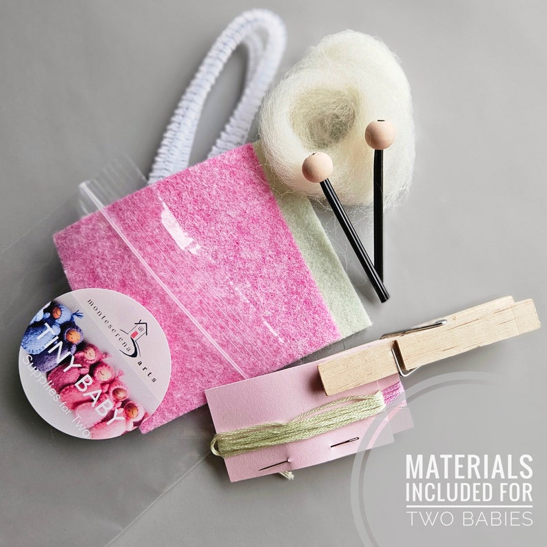 Petit kit de fournitures pour bébé avec visages à peau claire Kit de couture personnalisé Matériel et aiguilles inclus Patron non inclus image 3