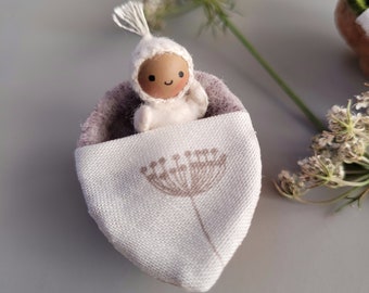 Tiny Baby Doll in Walnut Shell – Hand-Painted, Made to Order