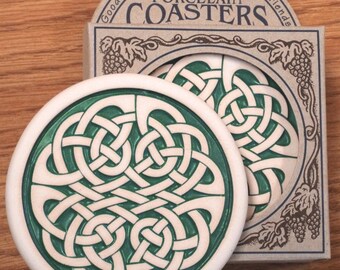 Celtic Knot Coasters boxed set of 4 in porcelain