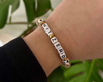 Hit Zero Beaded Bracelet - Hit Zero with Sandalwood and Gold Hematite Beads - Cheer Gift - Cheer Mom Gift - Cheer Mom Bracelet