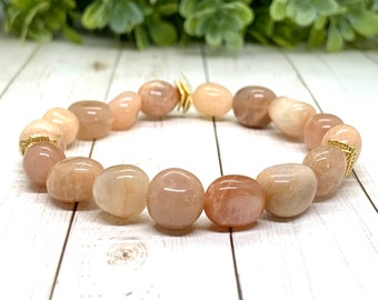 Sunstone Crystal Bracelet, 8-10mm Genuine Sunstone, Healing Crystal Bracelet, Meditation Bracelet, Gemstone Bracelet, Sunstone Jewelry