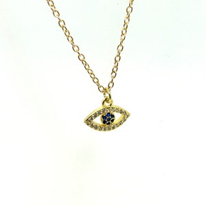 Evil Eye Necklace for Women - 18K Gold Plated Pave Evil Eye Necklace - Minimalist Necklace - Dainty Necklace - Gift for Her
