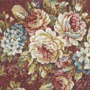 Floral Carpet Bag Romance Red Vintage  ITB Quilting   Fabric 46x112cm