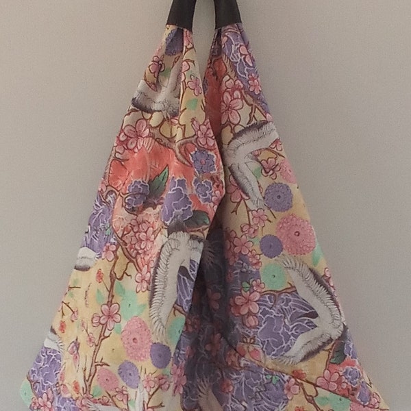 Tote  Origami Bag, Tote Bag, Large Japanese Azuma Bukuro Bag, Large, Suitable Travel Shopping Beach Cranes Cherry Blossoms