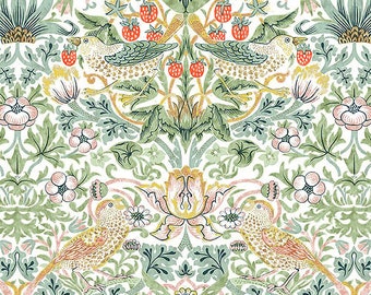 William Morris, Strawberry Thief Large,  Leicester Collection, Free Spirit Quilting Fabric 46x112cm