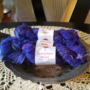 Indigo  Recycled silk suri ribbon