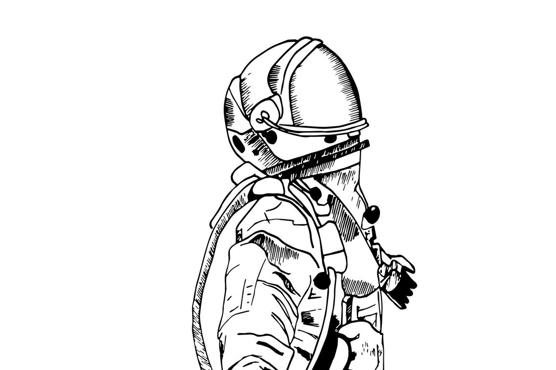 Astronaut Floating in Space Drawing Printable Astronaut Drawing From