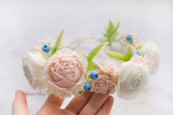Flower Crown Shabby Chic Cold Porcelain Wedding Hairstyle Etsy