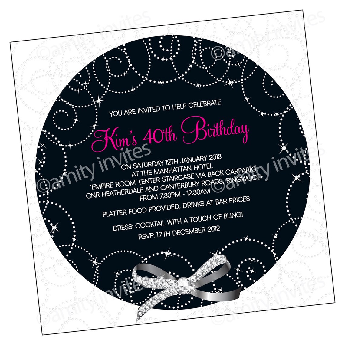 Printable ADULT BIRTHDAY Stationery Bling Diamonds Classic - Etsy