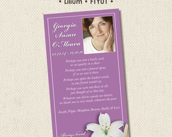 Funeral Bereavement Card Thank You Lily Lilium Printable Invite Invitation Church Service Death Mom Mum Mother Grandmother Amity Invites