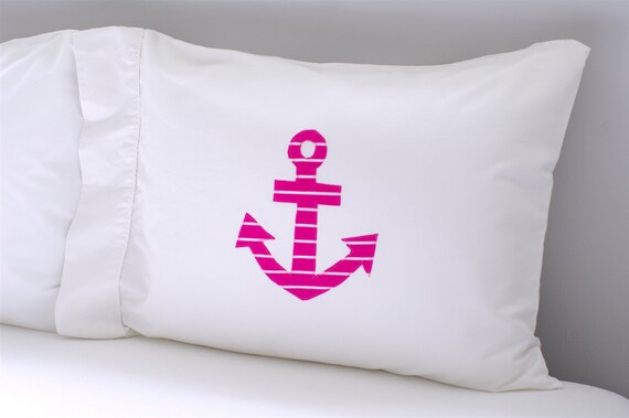 Anchor Pillowcase Nautical Pink Pillow Case Anchor Pillow Etsy