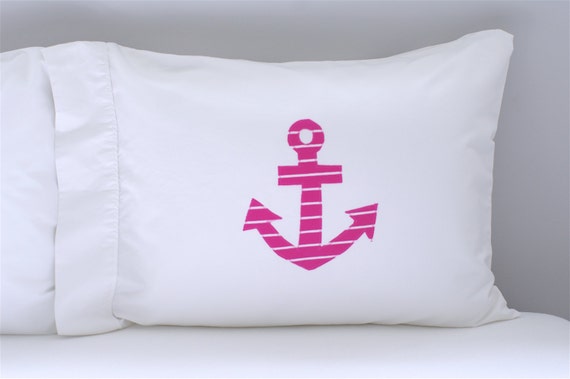 Anchor Pillowcase Nautical Pink Pillow Case Anchor Pillow Etsy