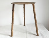 Vintage Faux Bamboo Metal Side Table, Plant Stand, Marked Spain, Fern Stand, Hollywood Regency