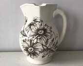 Antique Brown Transfer Chrysanthemum Small Pitcher, Transferware