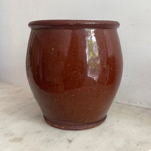 Antique Stoneware Crock, Brown Manganese Glaze, Preserves, Old Canning Jar