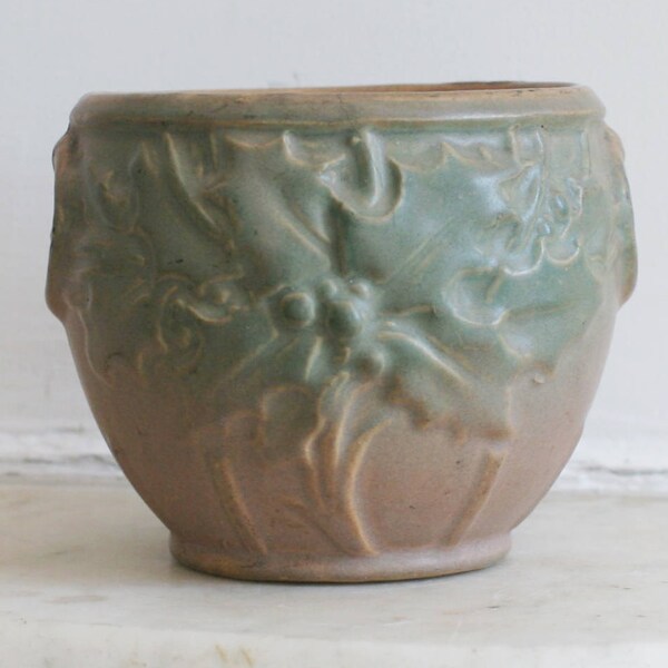 Vintage McCoy Planter, Holly Jardiniere ,Pink and Green Flower Pot
