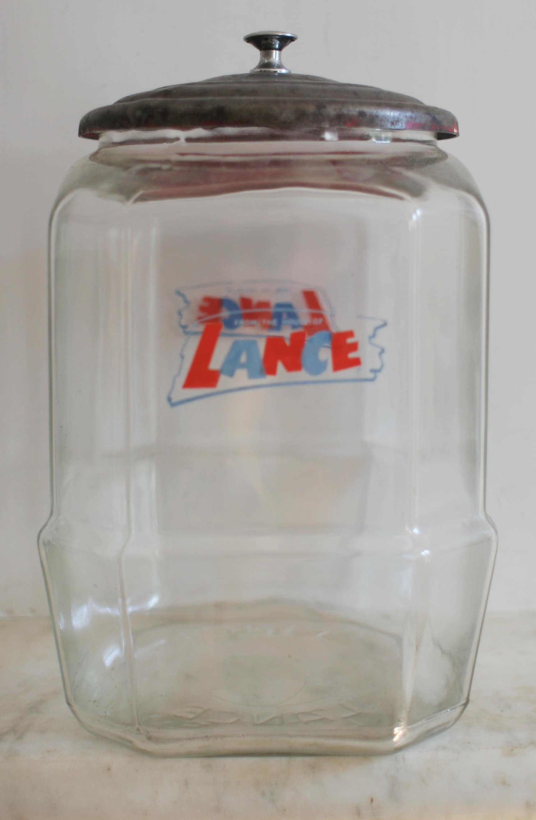 Vintage Lance Clear Glass Snack Jar With Clear Glass Lid 