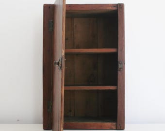 Antique Wooden Cabinet Made from Shipping Crate, Folk Art Shelves, Old Wood Box, Our Pet Brand Evaporated Milk, Primitive, Salvage