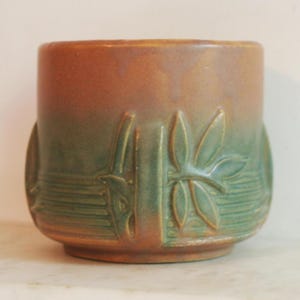 Vintage McCoy Planter, Leaves and Berries, Matte Green Brown, Jardiniere, 1930s, Rare