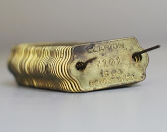 Vintage Brass Original Dog License Tag Grouping. 1950's - 1970's