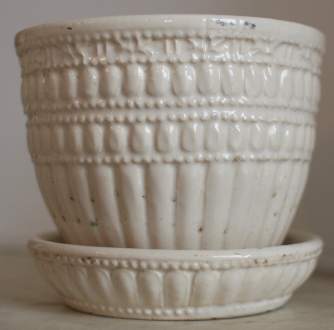 Vintage McCoy Flower Pot White Planter with Saucer Etsy