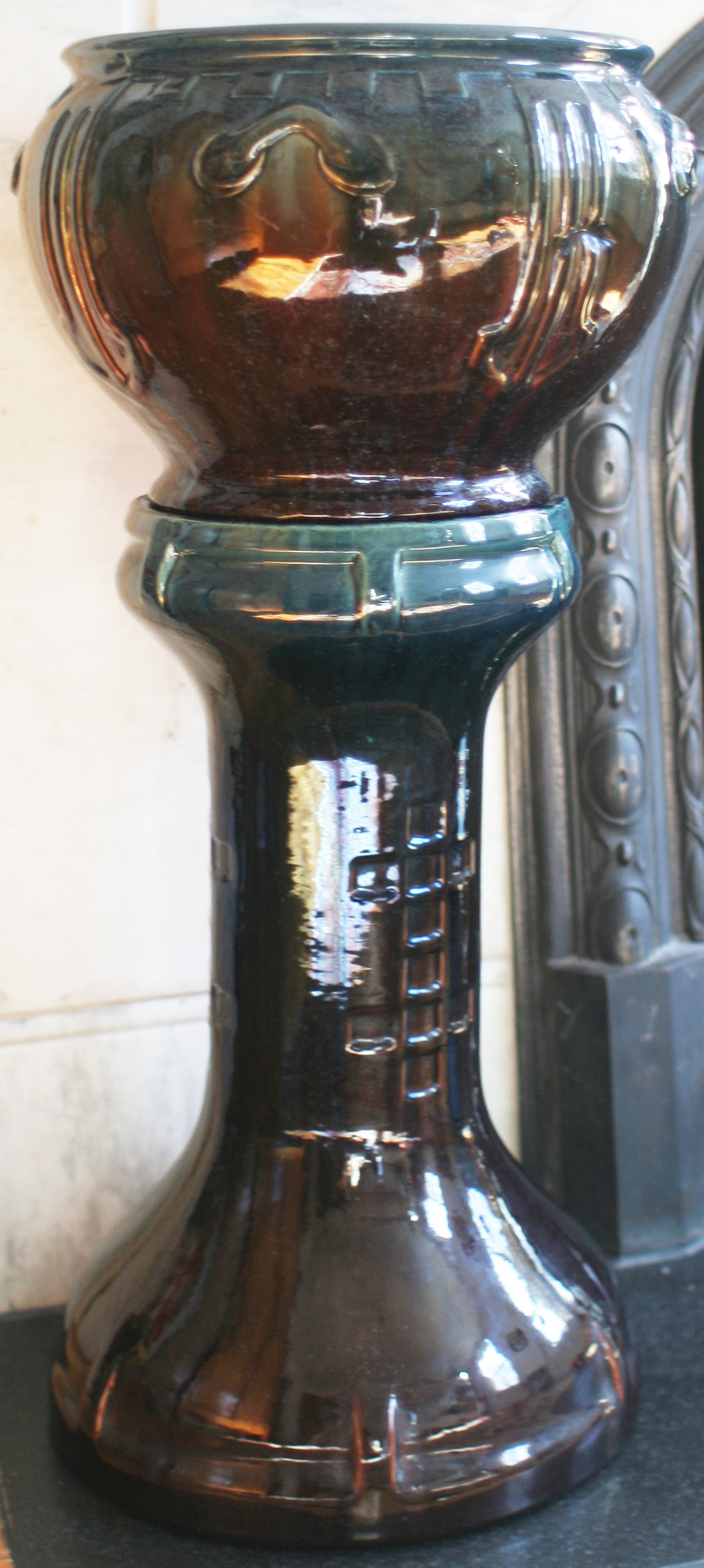 Vintage Jardiniere and Pedestal Large 2 Piece Pot and Plant Etsy