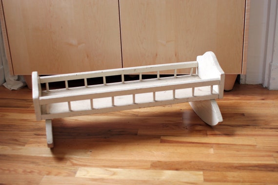 vintage wooden doll crib