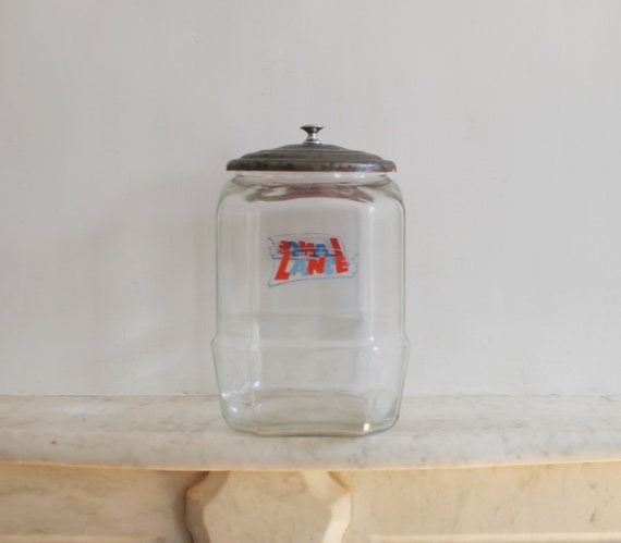 Vintage Lance Clear Glass Snack Jar With Clear Glass Lid 