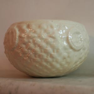 Vintage McCoy Basket Weave Planter, Embossed Basketweave White Jardiniere Pot, 1930s, Rare