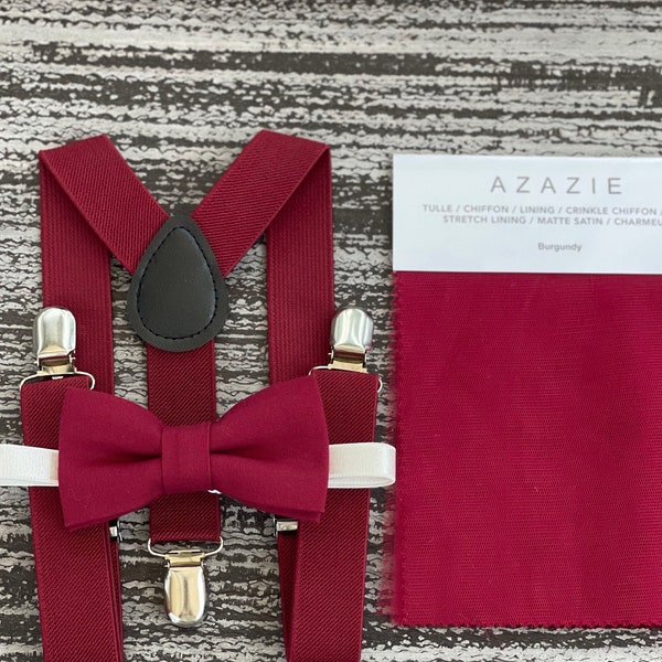mens burgundy suspenders and bow tie