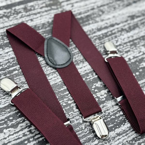 Cabernet Wine suspenders , Men's Suspenders , Ring Bearer boy's gift , Groomsmen outfit , Burgundy Wedding outfit