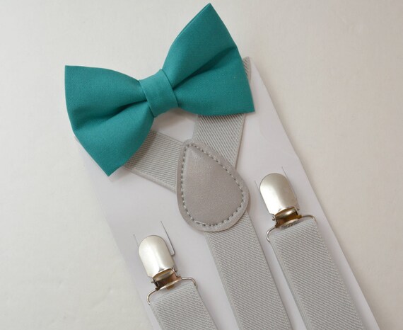 ADULT SET Kids Boys Mens Charcoal Gray Suspenders PALE Blush Pink Bow tie Baby