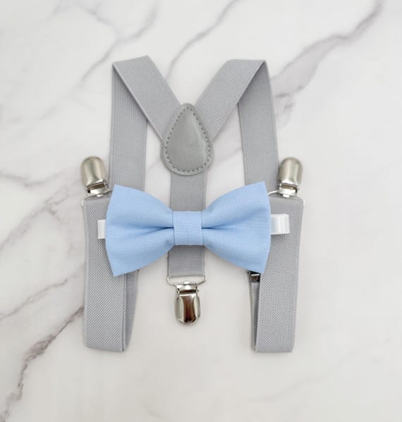ice blue bow tie and suspenders