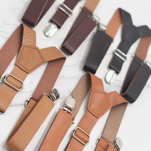 Leather Suspenders for Men & Kids – All Sizes, Rustic Wedding, Ring Bearer Outfit, Boy Suspenders, Groomsman Gift, Best Man Accessory