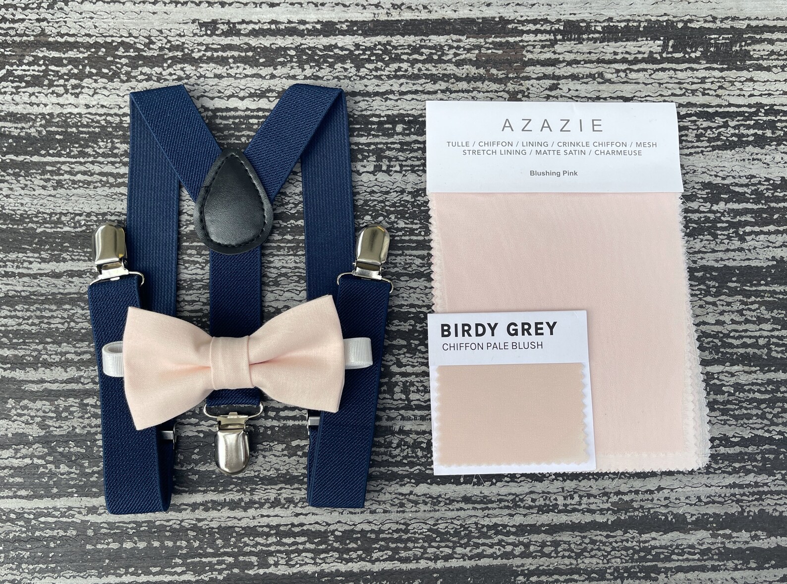 Blushing Pink Bow Tie and Navy Blue Suspenders Ring Bearer Etsy