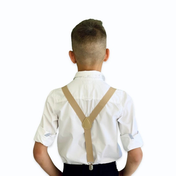 ADULT SET Details about   Kids Boys Mens Baby Tan Khaki Suspenders & Coral Bow Tie Infant