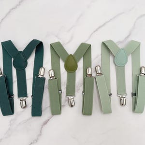 Green Suspenders, Rustic Style, All Sizes Baby to Adult, Boys and Men Suspenders, Ring Bearer & Groomsmen Wedding Outfit