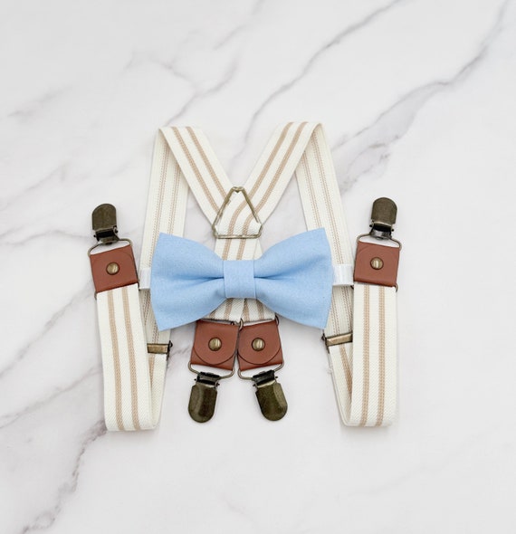 ice blue bow tie and suspenders