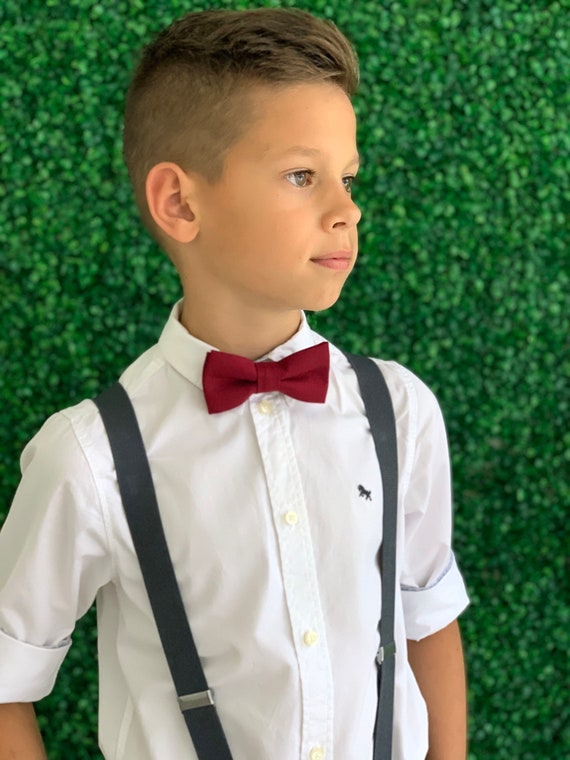 Kids Boys Mens Baby Tan Khaki Suspenders /& Coral Bow Tie Infant ADULT SET