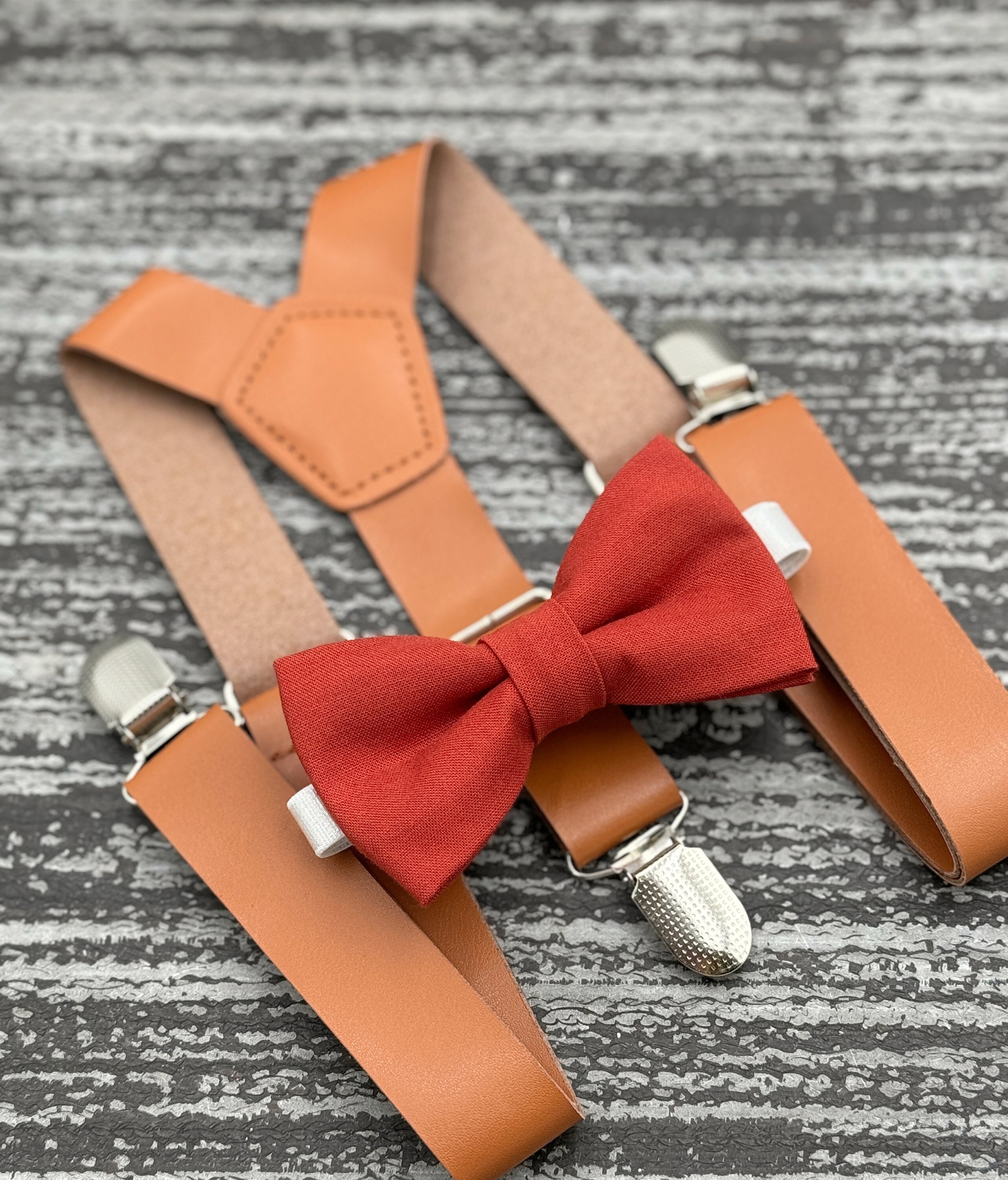 Terracotta Bow Tie & Suspenders | Groomsman Suspenders  display picture 1