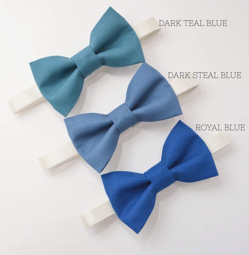 Vintage Style Cotton Bow Tie Kids Children Toddler Boys Baby Bowtie Dark Teal Blue Bow Tie Steel Blue bow tie Royal Blue Bow tie
