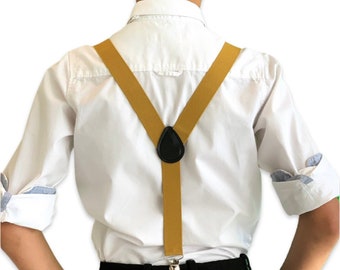 Men's Kid MUSTARD Yellow Adjustable Y-Back Suspenders , Newborn Baby Boys Best Man Groom Outfit , Ring Bearer wedding Gift