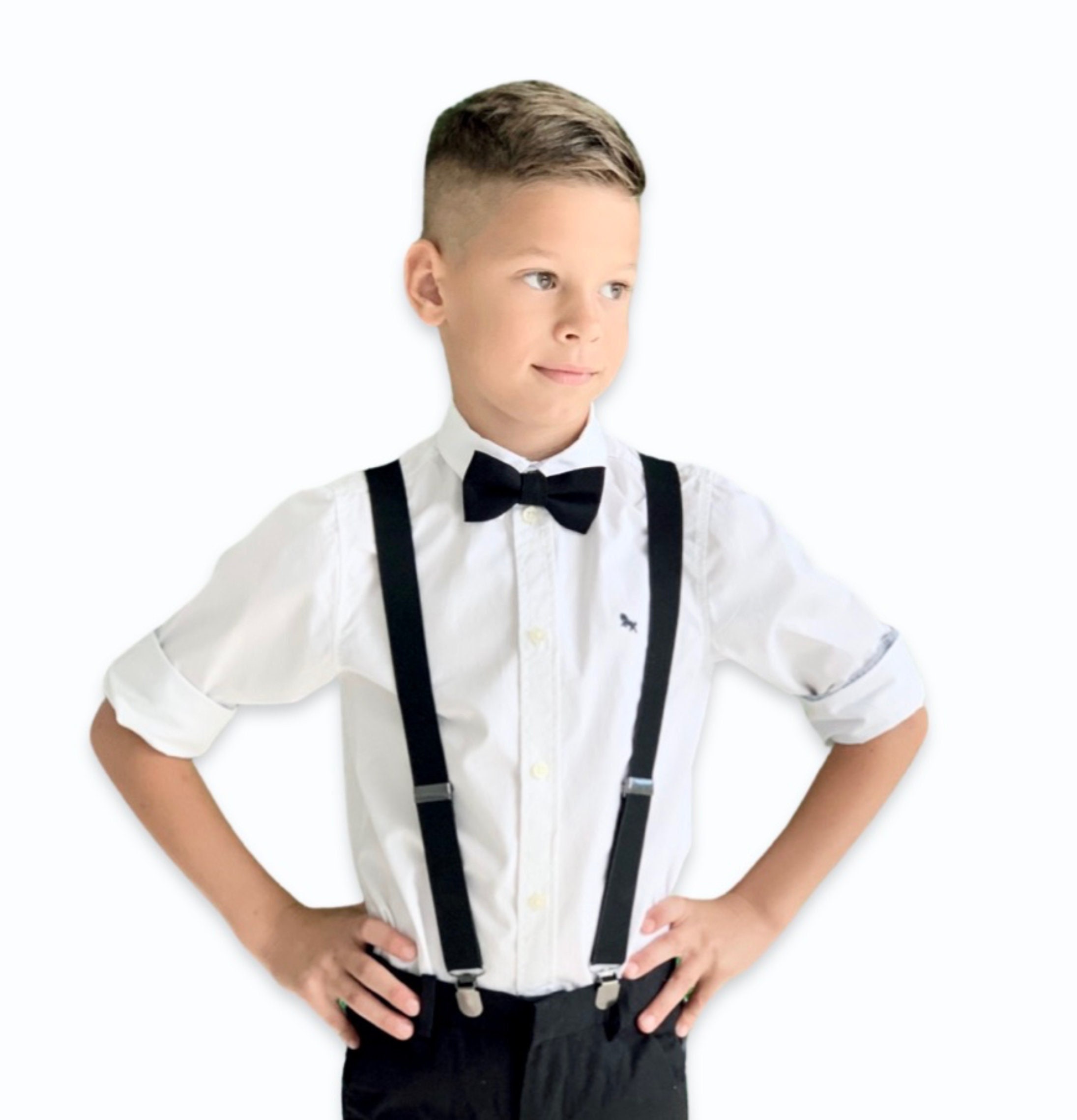 Cake Smash Outfit Boys Suspender Bow Tie Set with Birthday Hat Formal Tuxedo Suit for Kids Baby Photo Shoot Costume 2-6 
