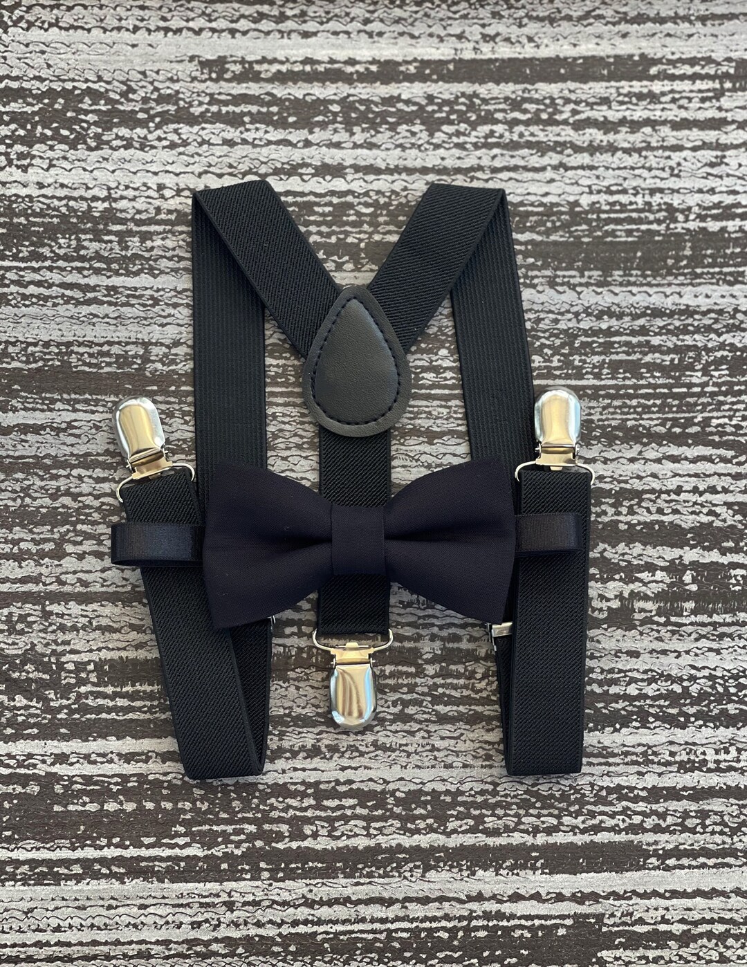 Black Bow Tie & Suspenders Ring Bearer Boy's Gift Etsy
